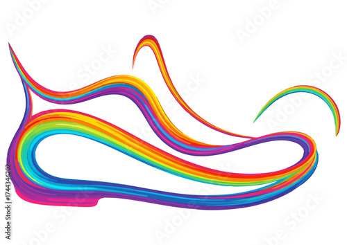 Black silhouette of a running shoe on white background for fitness and athletic concept