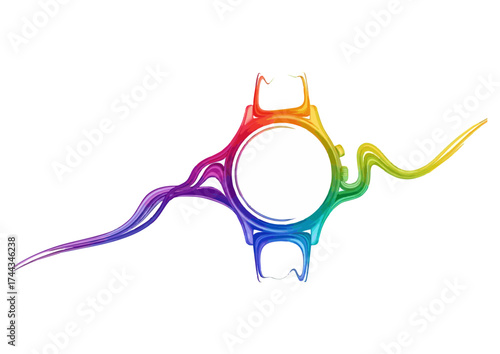 Stylized round clock with hands on a light background, vector illustration 