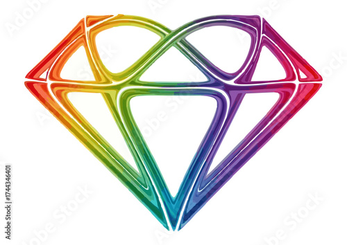 Stylized diamond with facets on a light blue background, vector illustration 