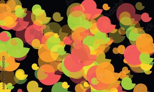 Abstract Colorful Geometric Pattern of Overlapping Circles and Black Background