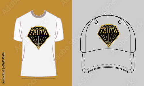 T shirt baseball cap with diamond truth graphic vector