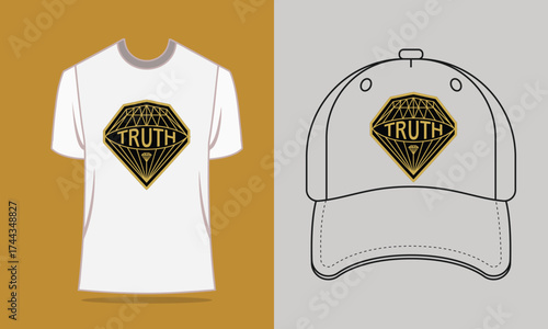 T shirt baseball cap with diamond truth logo vector