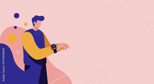 Man checking smartwatch interacting with technology Digital communication time management lifestyle