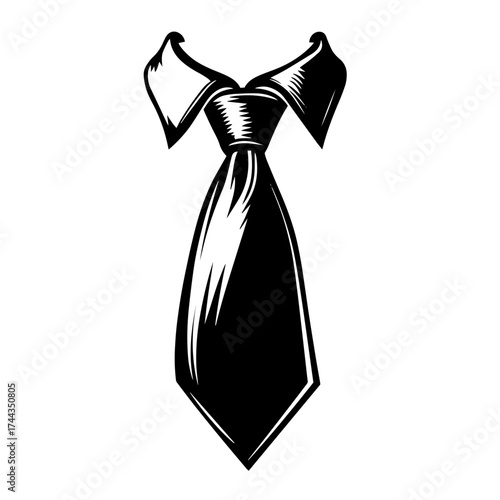 Necktie silhouette — formal business attire symbol, corporate dress code vector illustration for office and professional style concepts