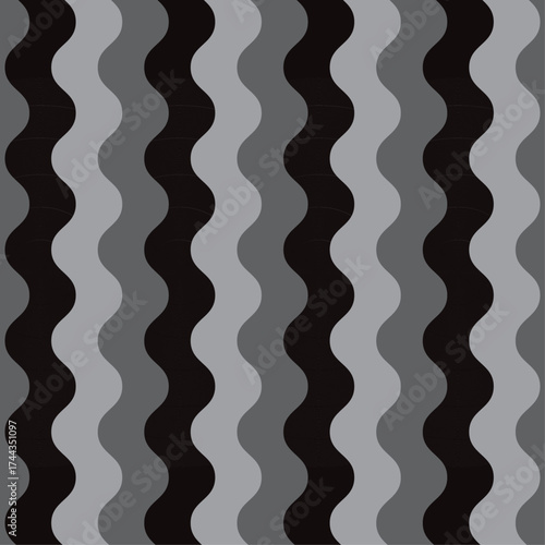 Black and gray retro groovy vertical waves seamless pattern, 60s and 70s vibes Vintage Geo Art monochrome waves pattern Vector illustration.Trendy wave pattern Abstract stripes optical art wave line.