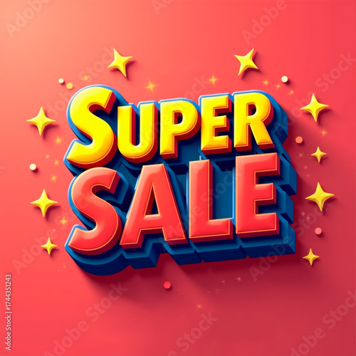 Editable text effect super sale 3d cartoon template style premium