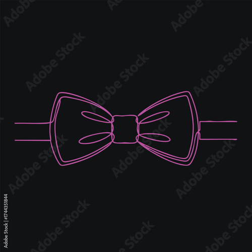 Elegant neon purple bow tie outline on a dark emphasizing stylish formal accessory design