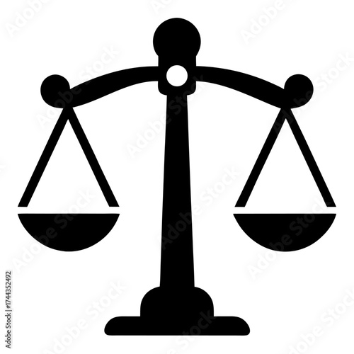 Scale of justice a symbol of law black vector on white background.