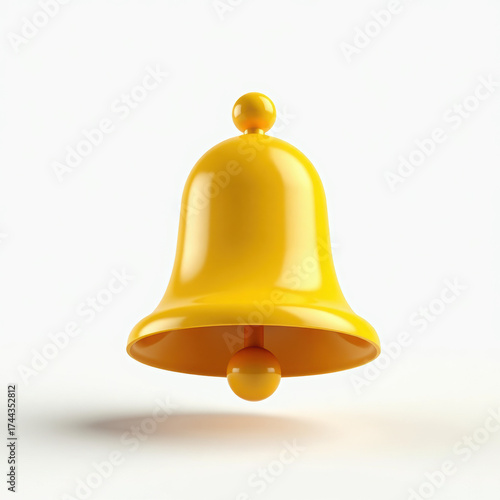 3d notification bell icon set isolated on white background. 3d render yellow ringing bell with new notification for social media reminder.
