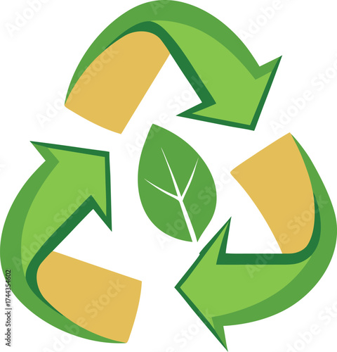 Recycle symbol icon on transparent background