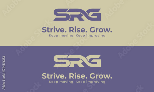 Strive, rise and grow concept with dynamic logo for business branding and success, keep moving and improving