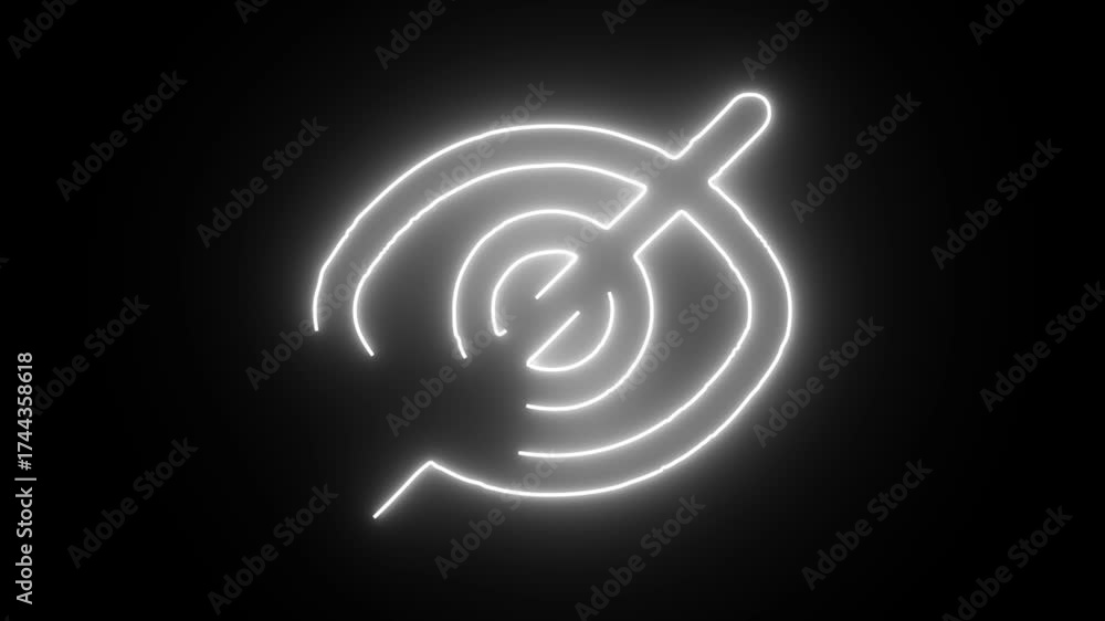 Glowing neon line Human eye icon animation on the black background. eye ...