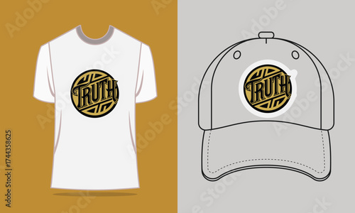 T shirt baseball cap with groovy truth emblem vector