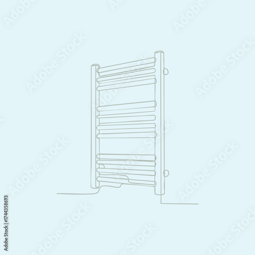 Modern wall-mounted towel radiator with horizontal bars in a minimalist bathroom setting