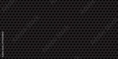 Grill mesh pattern with metal texture for speaker and micro hole background or seamless net by black grid and circle grate steel screen.