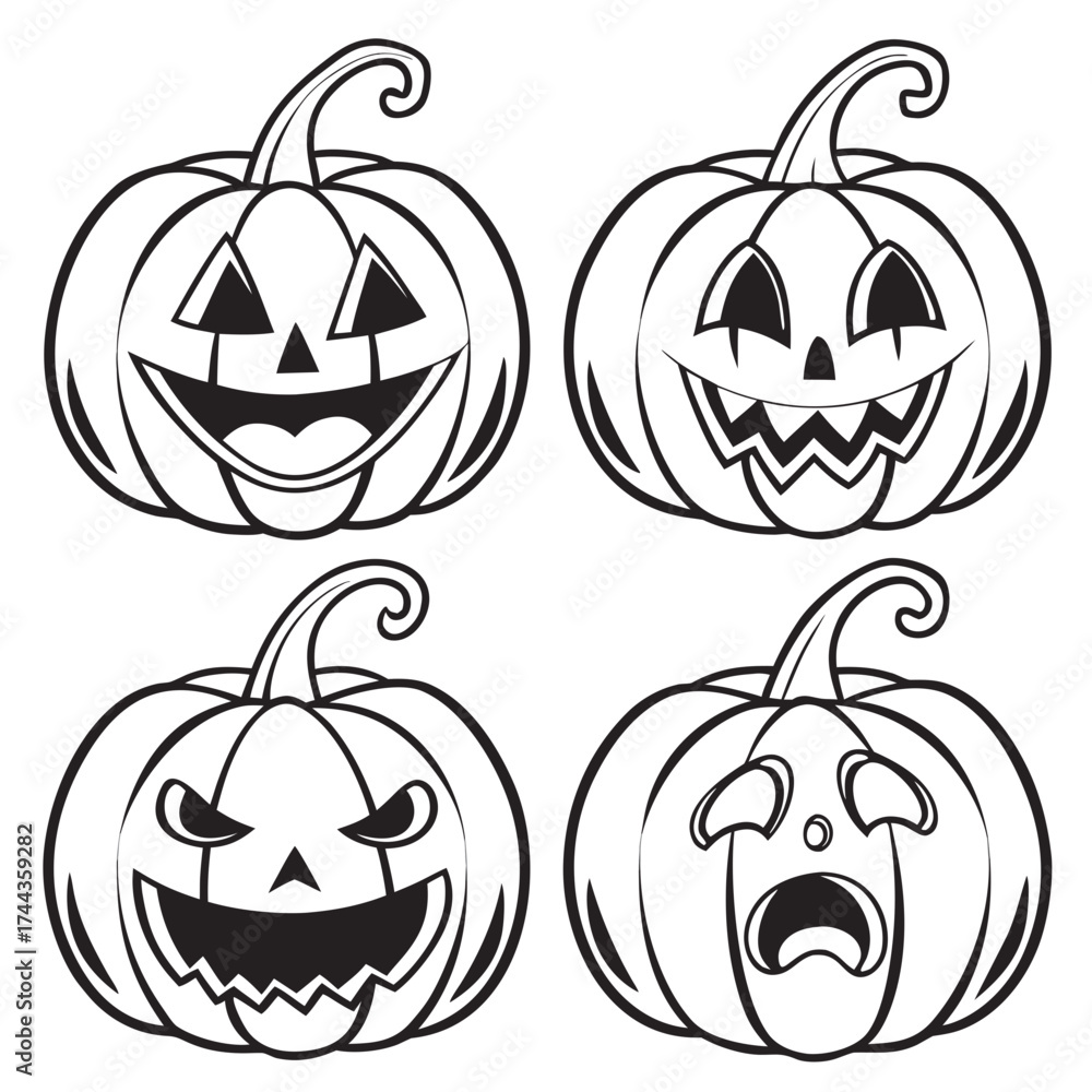 Fototapeta premium set of halloween pumpkins