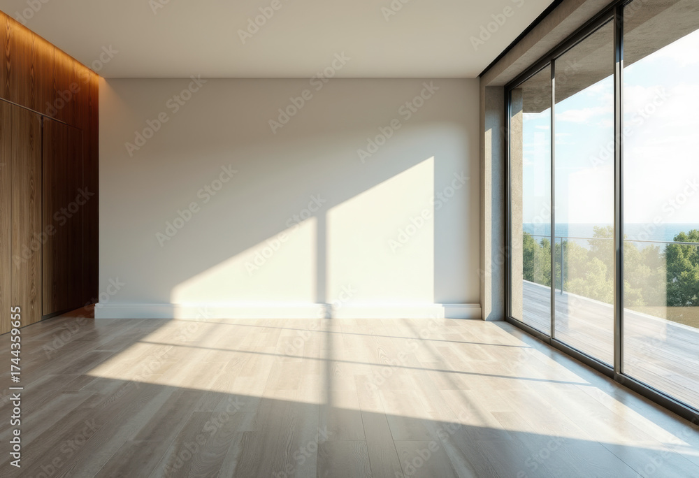 Obraz premium Empty luxury modern Room with Large Window and Natural Light