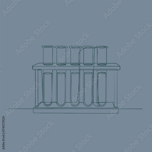 Laboratory test tubes arranged in a rack on a laboratory bench with a plain