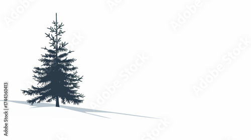 Serene snowy hill with isolated pine trees on a white background, perfect for greeting cards, posters, banners, and seasonal scenic designs.