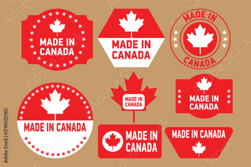 Made in Canada Label Collection with Maple Leaf
