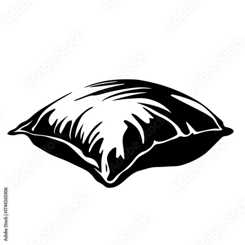 Pillow silhouette — soft cushion bedding comfort icon vector illustration