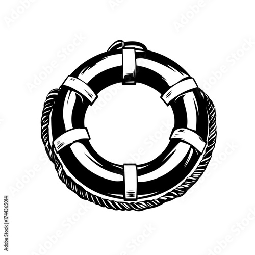 Lifebuoy ring silhouette — maritime safety rescue equipment icon vector illustration