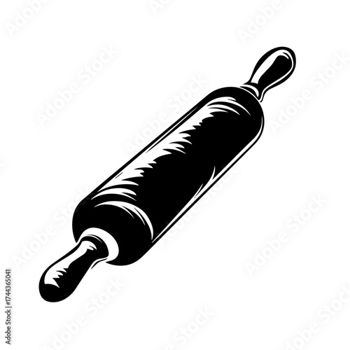 Rolling pin silhouette — bakery pastry tool vector illustration for cooking themes