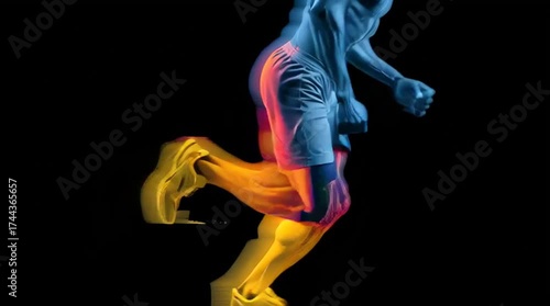 Wallpaper Mural Thermal imaging view of an athlete after a race, revealing intense heat patterns in active muscles, with legs and core glowing brightly, illustrating exertion, performance, and sports physiology.
 Torontodigital.ca