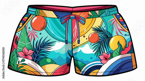 Very beautiful  Mockup of customizable printed swimming shorts and editable White Background