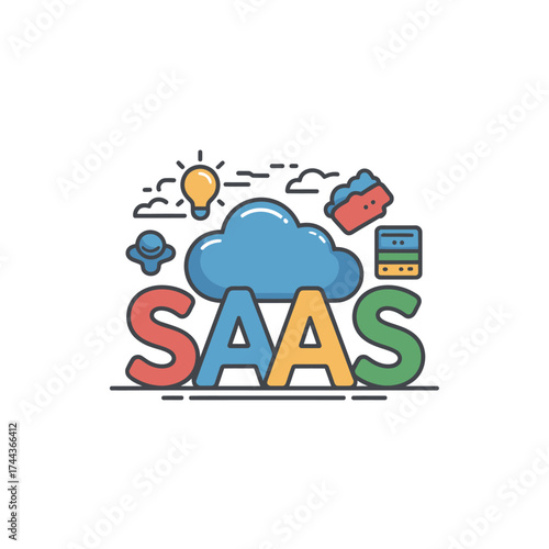 Software as a service concept with cloud computing and innovative idea development platform