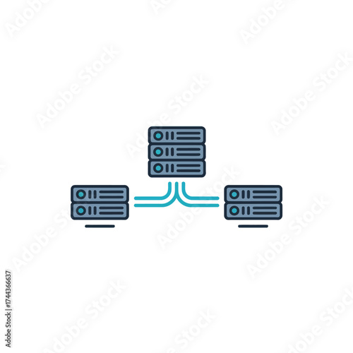 Data center network architecture showcasing server infrastructure and communication flow