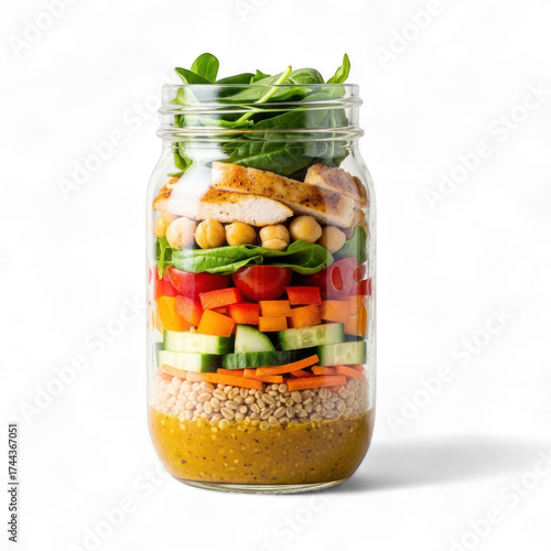 Wallpaper Mural Mason jar salad with layers of chicken, chickpeas, vegetables, and grain, isolated on transparent background Torontodigital.ca