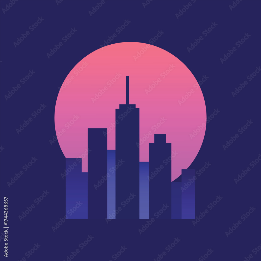 Obraz premium Modern Gradient City Skyline Vector