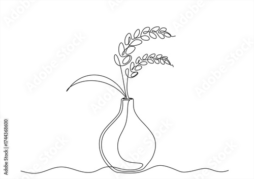 Continuous one line drawing of wheat. Barley or Rye outline vector illustration. Hand drawn one line vector. Editable stroke	