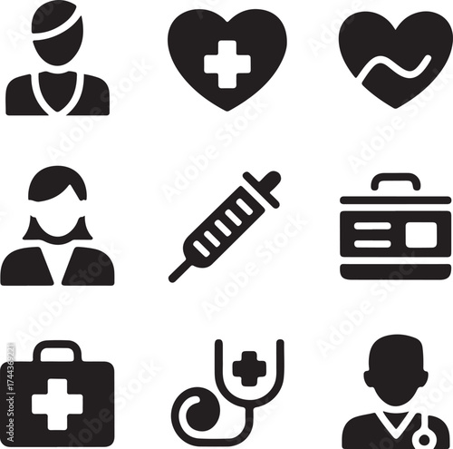 Diverse Health and Medical Treatment Concept Icons