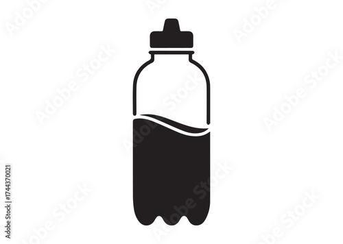 Half-full water bottle icon, Half-full water bottle vector