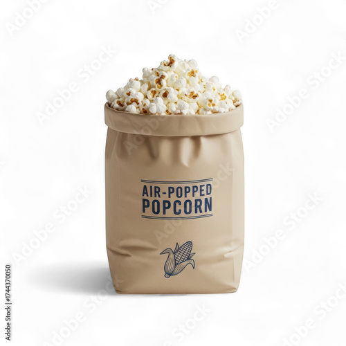 Wallpaper Mural A bag of airpopped popcorn with text and a bird illustration, isolated on transparent background Torontodigital.ca