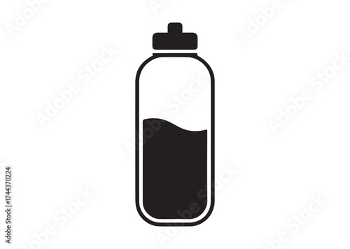 Half-full water bottle icon, Half-full water bottle vector