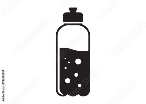 Half-full water bottle icon, Half-full water bottle vector