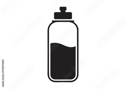 Half-full water bottle icon, Half-full water bottle vector