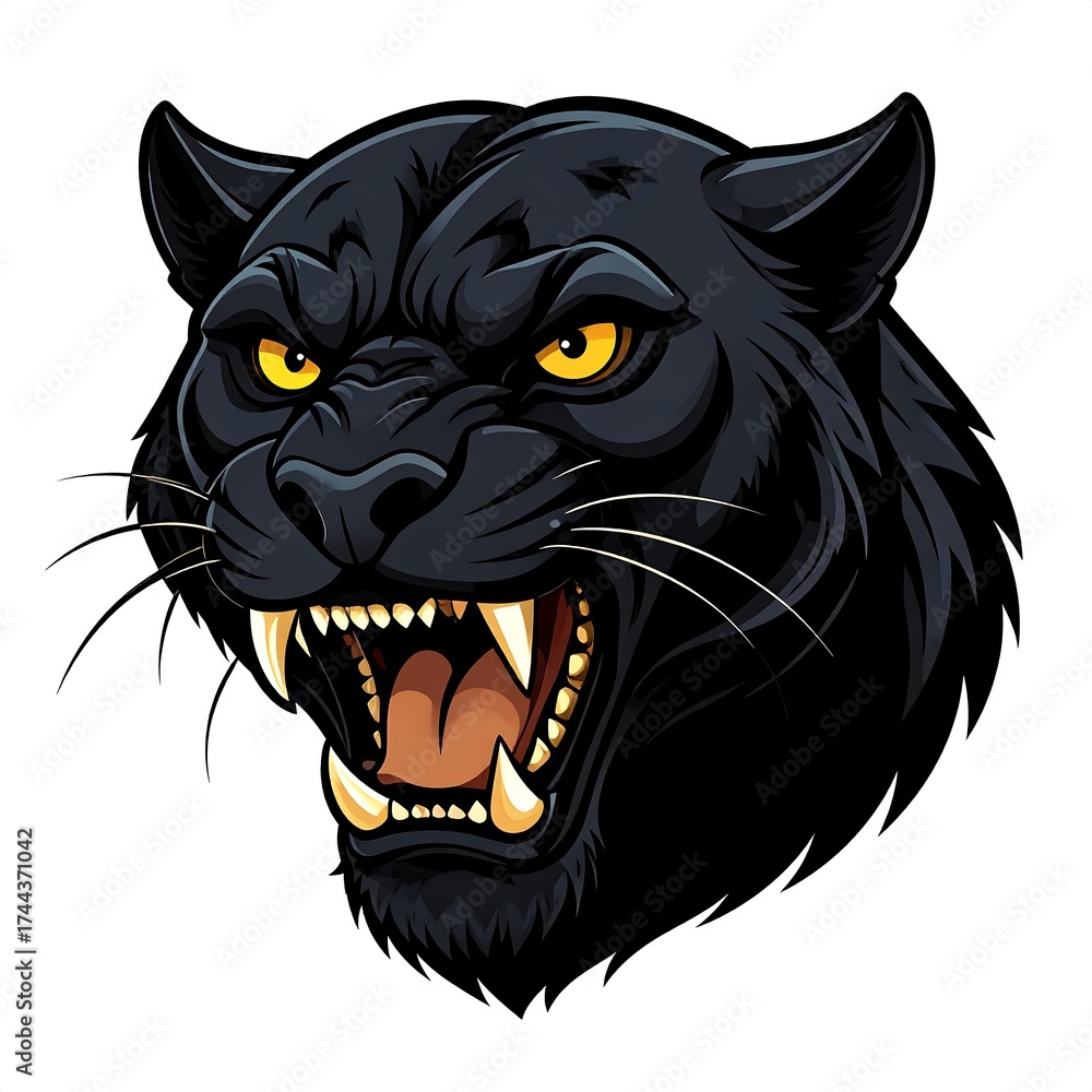 Obraz premium Black panther head, fierce expression