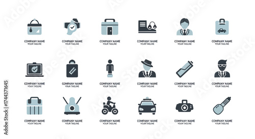 Modern Flat Design Business Logo and Icon Set - Diverse Vector Collection with Minimalist Symbols for Branding, Services, and Technology, Flat Vector Elements, Vector Illustration, Simple Vector,