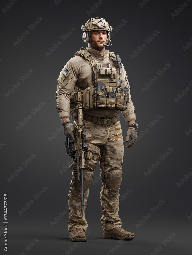 Obraz premium Tactical soldier equipped for modern combat
