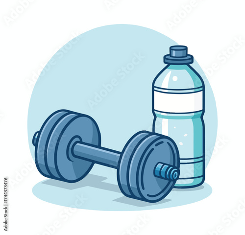 Water bottle with dumbbells for fitness and workout training