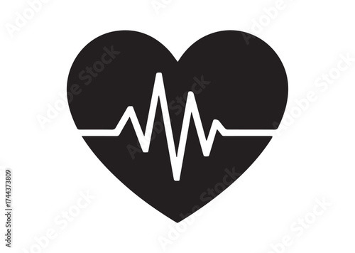 Heartbeat icon, Heartbeat solid vector design