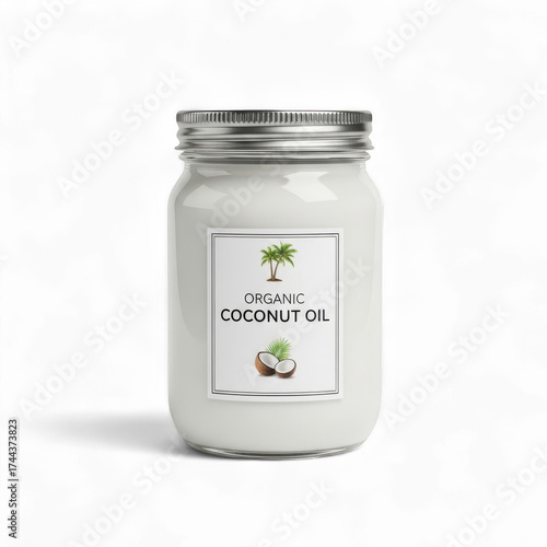 Wallpaper Mural Jar of organic coconut oil with a label showing a palm tree and coconuts, isolated on transparent background Torontodigital.ca