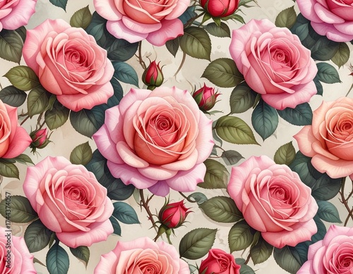 pink roses seamless pattern
