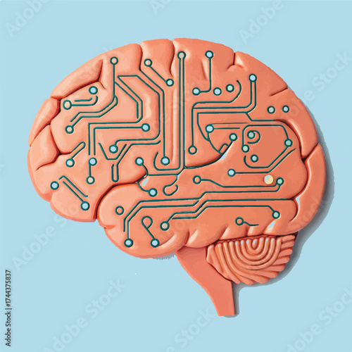 Smart technology and human mind illustration