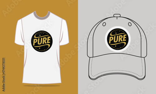 T shirt grey baseball cap with pure logo clothing apparel