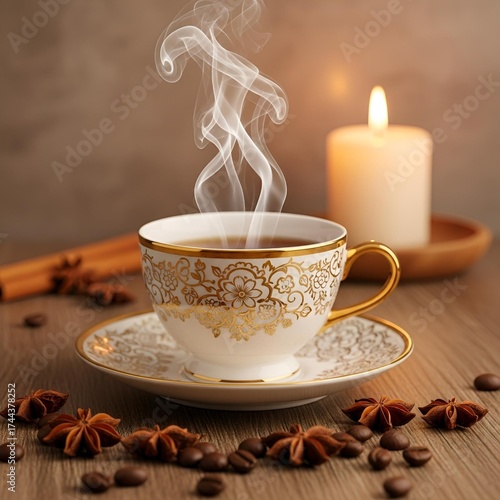 cup of coffee with beans